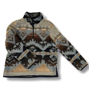 L.L. Bean Southwestern Print Half Zip Signature Sweater